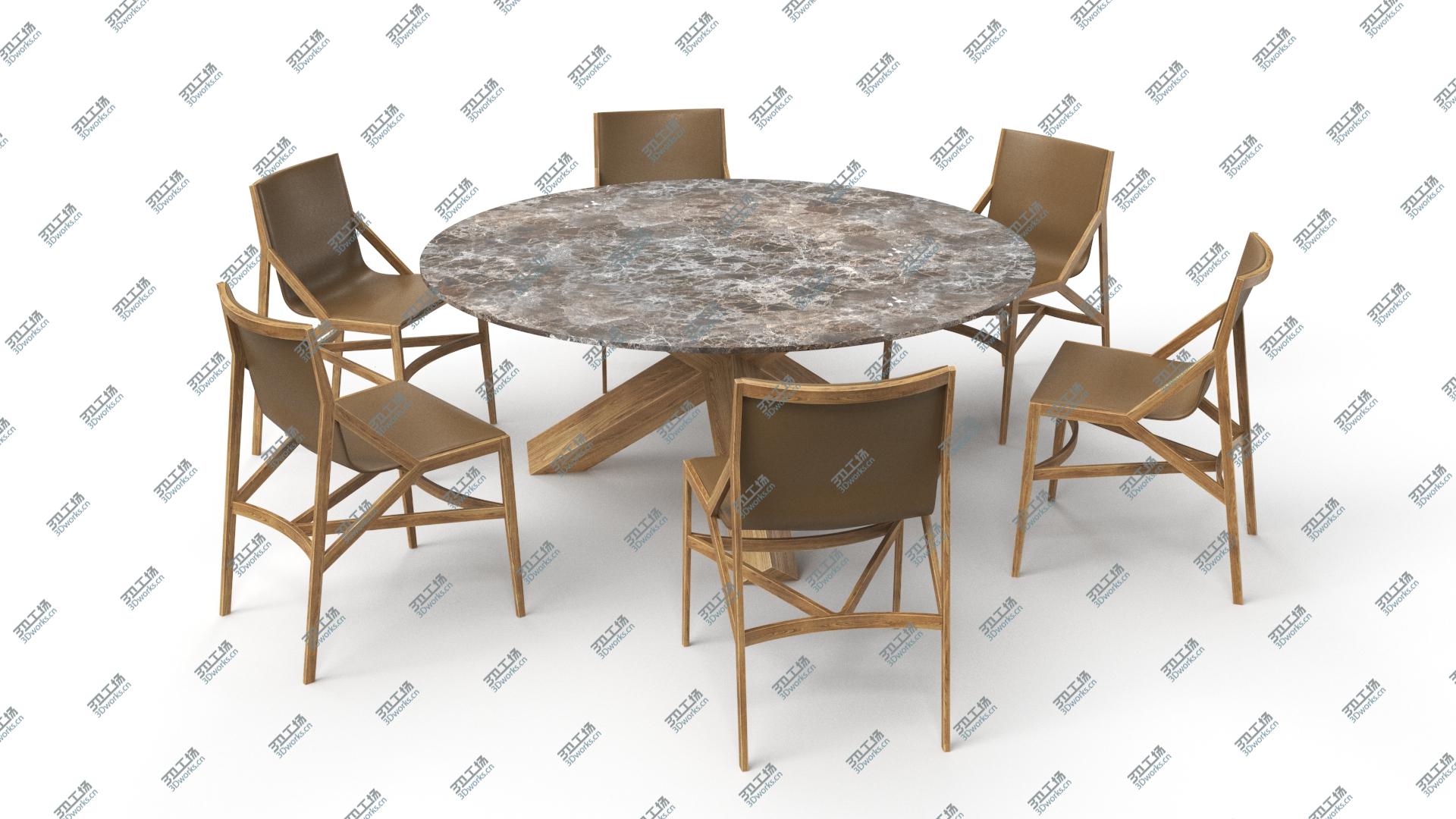 images/goods_img/2021040233/Cassina Dining Table Chair Set Oak Marble Brown 3D model/2.jpg